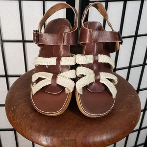 Vintage leather and rope sandals